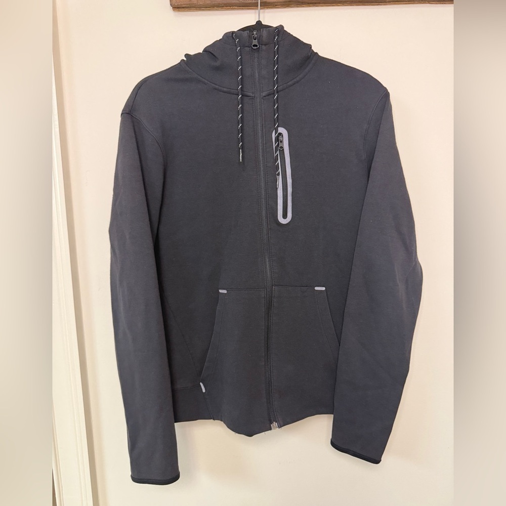 Old Navy: Men's Active Black Hooded Zip Up Sweatshirt, Size S